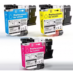 Brother LC531 Ink Cartridge - Cyan / Magenta / Yellow - 3 Pack compatible