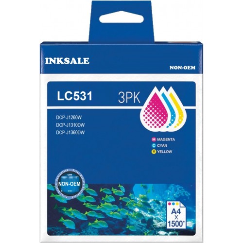 Brother LC531 Ink Cartridge - Cyan / Magenta / Yellow - 3 Pack compatible