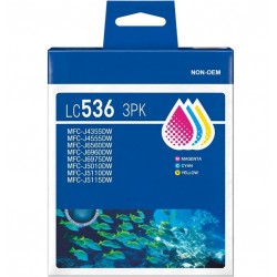 Brother LC536 Ink Cartridge Compatible - Cyan / Magenta / Yellow - 3 Pack