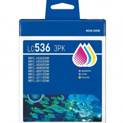Brother LC536 Ink Cartridge Compatible - Cyan / Magenta / Yellow - 3 Pack