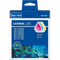 Brother LC536XL Ink Cartridge Compatible - Cyan / Magenta / Yellow - 3 Pack