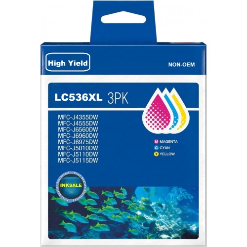 Brother LC536XL Ink Cartridge Compatible - Cyan / Magenta / Yellow - 3 Pack