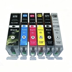 x6 Canon PGI670XL + CLI671XL Ink Cartridges Full Set Compatible