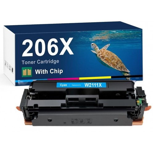 HP 206X W2111X Cyan Toner Cartridge With Chips Compatible Premium HP 206X W2111X Cyan Toner Cartridge With Chips Compatible Premium