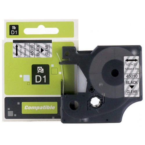 DYMO D1 45010 Label Tape Black on Clear Inksale Brand