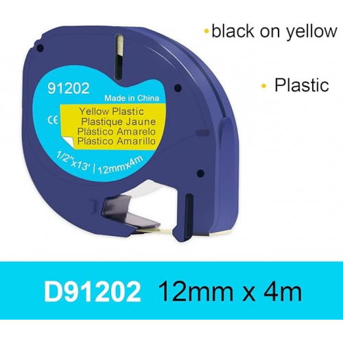 91202 Dymo Letratag 12mm x 4m Yellow Label Tape Compatible 91202 Dymo Letratag 12mm x 4m Yellow Label Tape Compatible