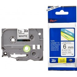 Tze211 Black on White  6mm x 8m Brother Ptouch label tape Compatible