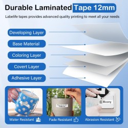 Tze231 Black on white 12mm Brother Ptouch Label Tape Compatible 