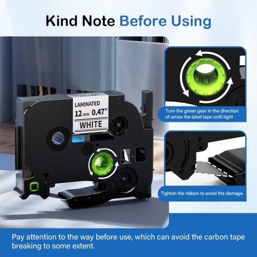 Tze231 Black on white 12mm Brother Ptouch Label Tape Compatible 