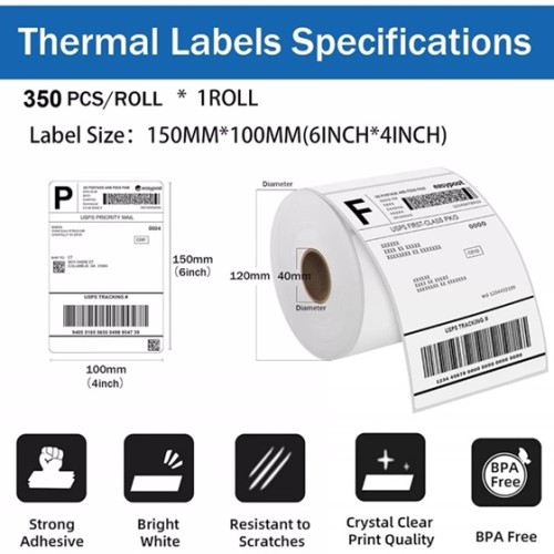 Courier / shipping Labels 4x6 inch (100mm*150mm) 350 Labels/Roll