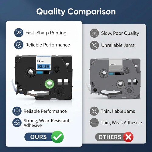 Tze531 Black on Blue 12mm x 8m Brother Ptouch label tape Compatible