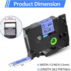 Tze531 Black on Blue 12mm x 8m Brother Ptouch label tape Compatible