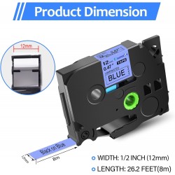 Tze531 Black on Blue 12mm x 8m Brother Ptouch label tape Compatible